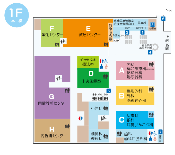 1階本棟のフロアマップ