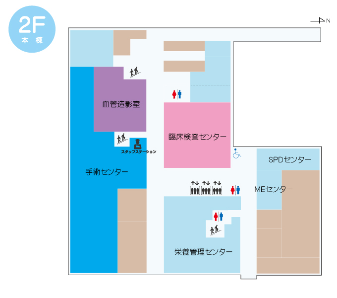 2階本棟のフロアマップ