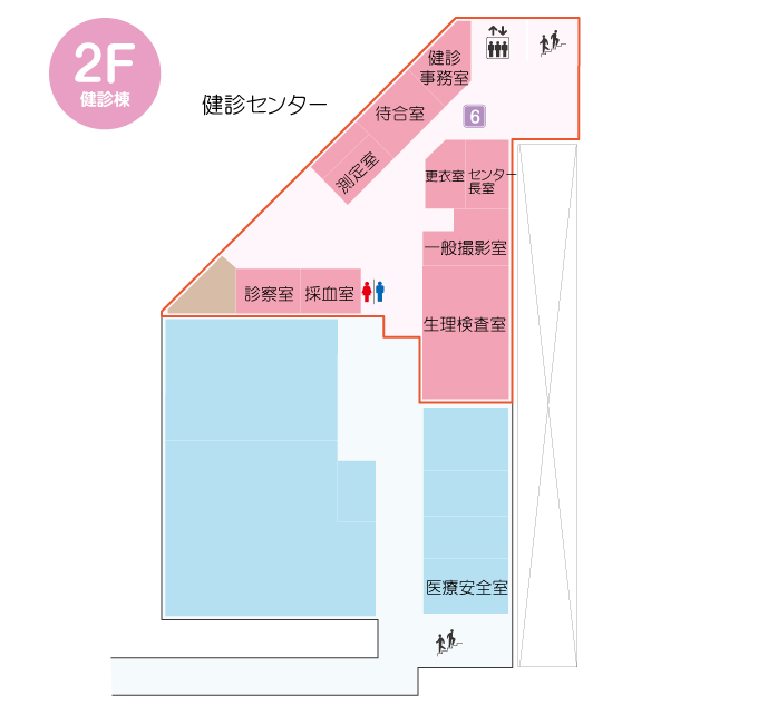 2階健診棟のフロアマップ