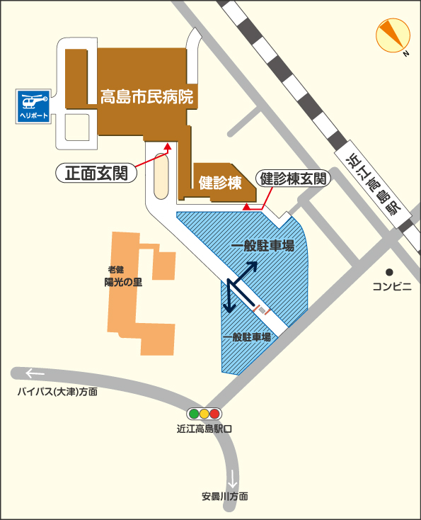 高島市民病院駐車場位置図