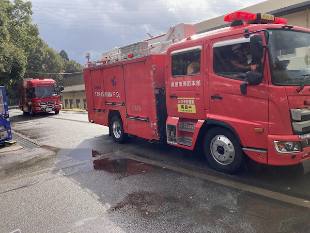 消防隊の出動の様子