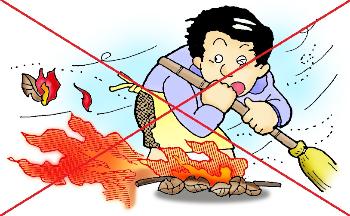 枝を焼却しているイラスト