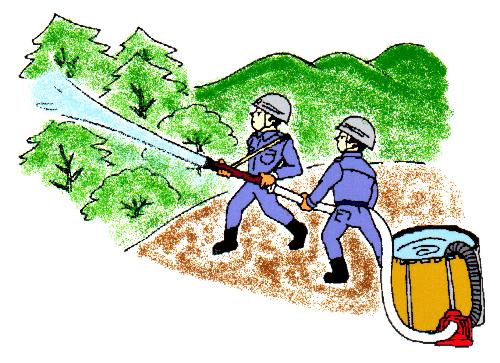 山火事を消火しているイラスト