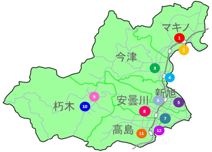 健康たかしまいきいきウォーキング各コースの地図