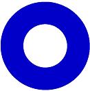 蛇の目をモチーフにした青い丸の中央に白い丸が描かれた大洲市の市章
