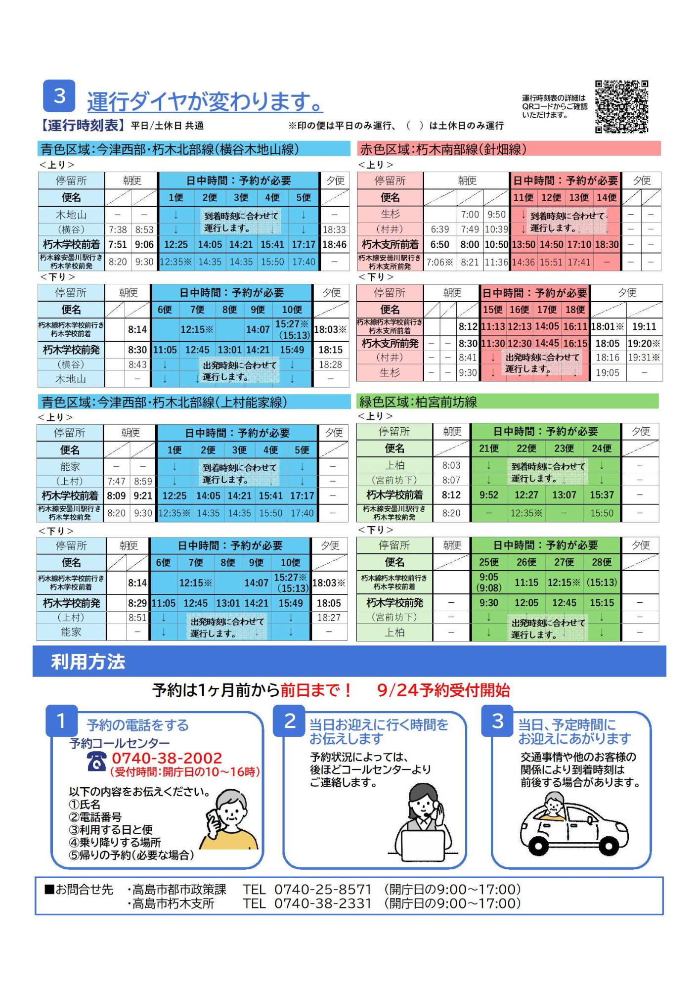 市営バス予約制実証運行のチラシの裏面です。