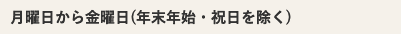 月曜日から金曜日(年末年始・祝日を除く)